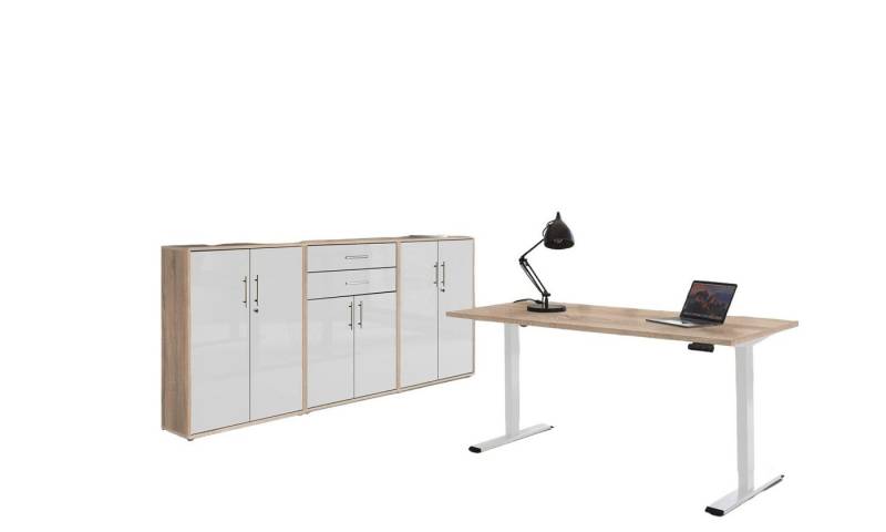 moebel-dich-auf Büromöbel-Set e-OFFICE EDITION, (Büromöbel-Set, Set 15, elektrisch höhenverstellbarer Schreibtisch + Aktenschränke), stufenlos verstellbar 69-119 cm, mit Memory-Funktion von moebel-dich-auf