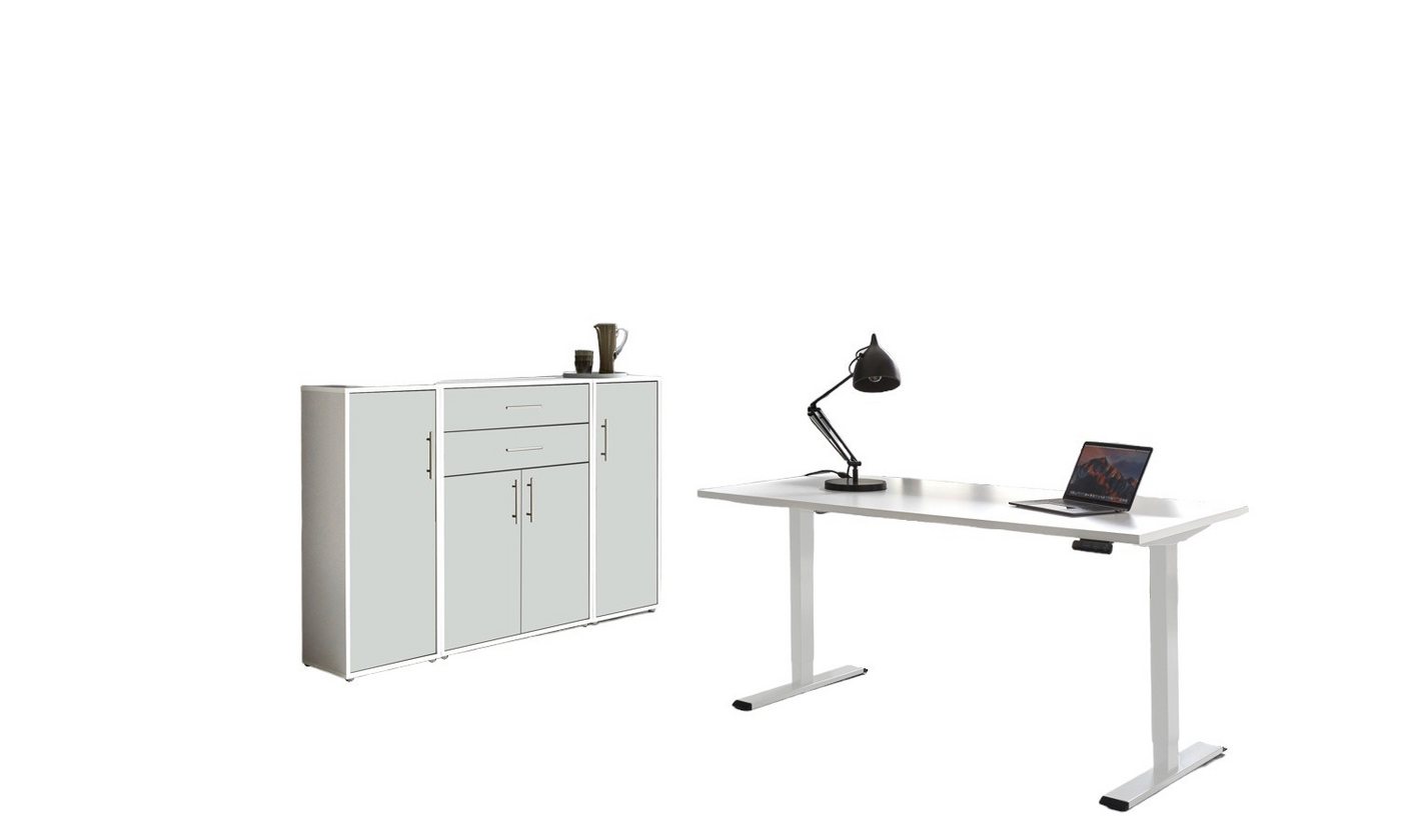 moebel-dich-auf Büromöbel-Set e-OFFICE EDITION, (Büromöbel-Set, Set 16, elektrisch höhenverstellbarer Schreibtisch + Aktenschränke), stufenlos verstellbar 69-119 cm, mit Memory-Funktion von moebel-dich-auf