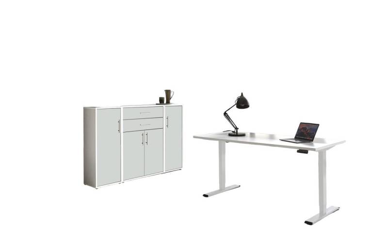 moebel-dich-auf Schreibtisch e-OFFICE EDITION (Büromöbel-Set, Set 16, elektrisch höhenverstellbarer Schreibtisch + Aktenschränke), stufenlos verstellbar 69-119 cm, mit Memory-Funktion von moebel-dich-auf