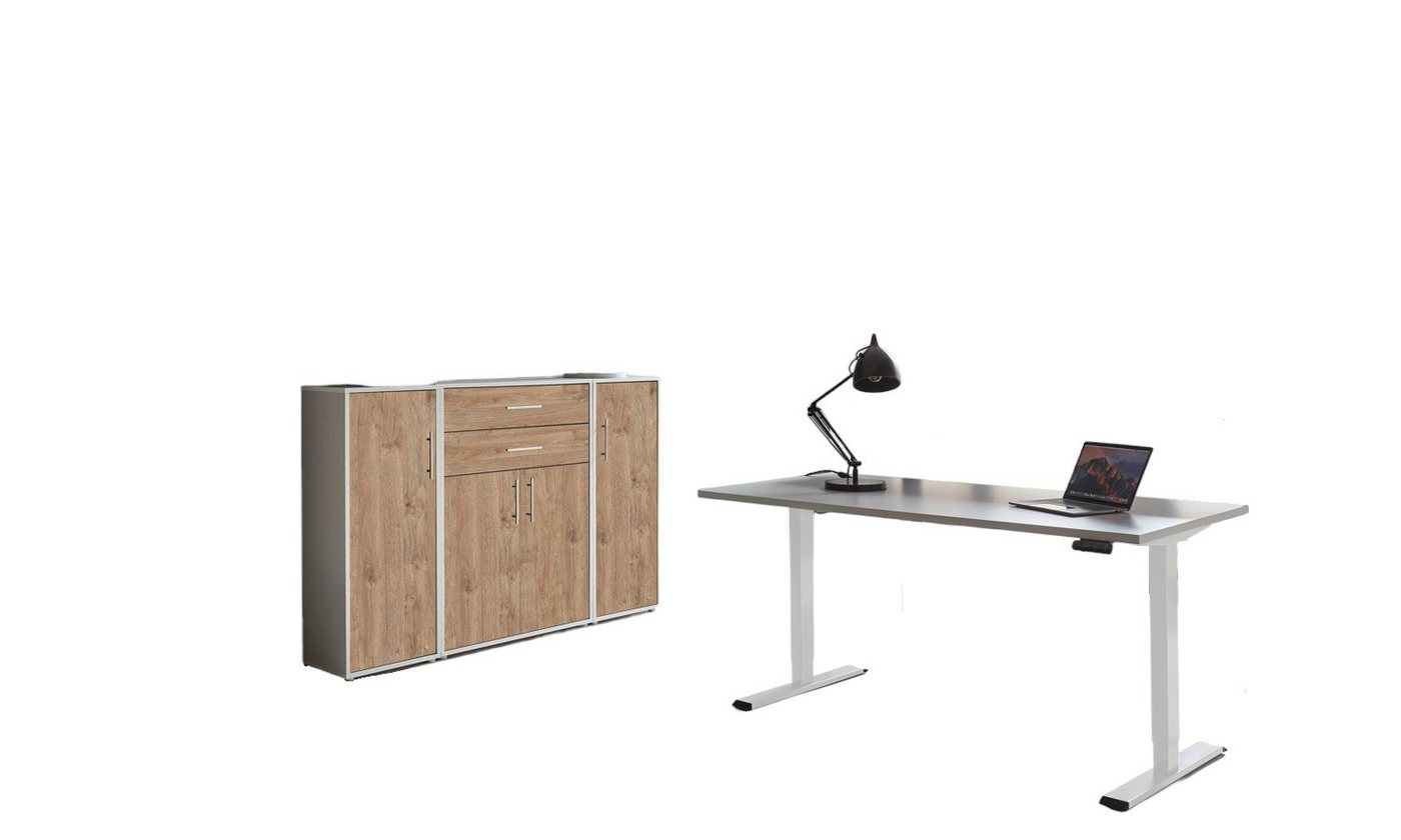 moebel-dich-auf Büromöbel-Set e-OFFICE EDITION, (Büromöbel-Set, Set 16, elektrisch höhenverstellbarer Schreibtisch + Aktenschränke), stufenlos verstellbar 69-119 cm, mit Memory-Funktion von moebel-dich-auf