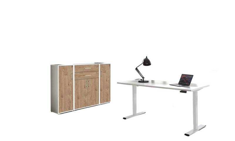 moebel-dich-auf Büromöbel-Set e-OFFICE EDITION, (Büromöbel-Set, Set 16, elektrisch höhenverstellbarer Schreibtisch + Aktenschränke), stufenlos verstellbar 69-119 cm, mit Memory-Funktion von moebel-dich-auf