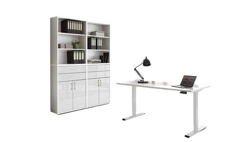 moebel-dich-auf Büromöbel-Set e-OFFICE EDITION, (Büromöbel-Set, Set 20, elektrisch höhenverstellbarer Schreibtisch + Aktenschränke), stufenlos verstellbar 69-119 cm, mit Memory-Funktion von moebel-dich-auf