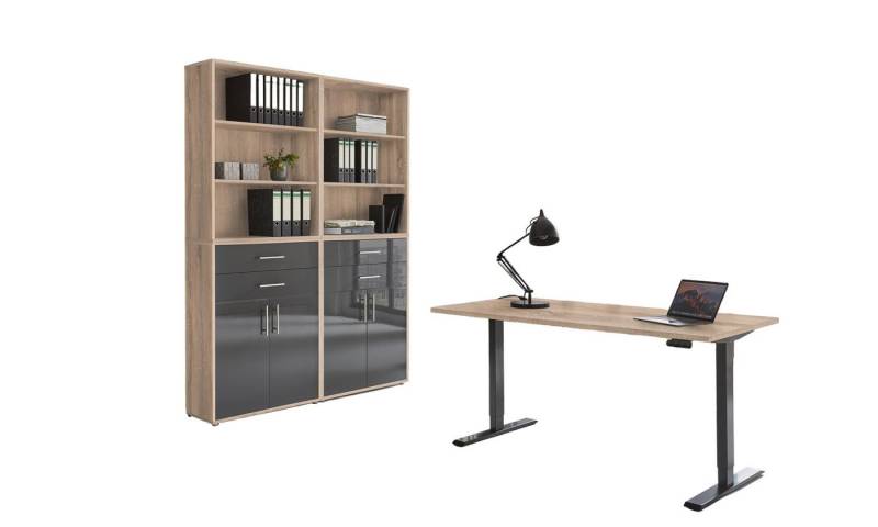 moebel-dich-auf Büromöbel-Set e-OFFICE EDITION, (Büromöbel-Set, Set 20, elektrisch höhenverstellbarer Schreibtisch + Aktenschränke), stufenlos verstellbar 69-119 cm, mit Memory-Funktion von moebel-dich-auf