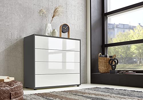 moebel-dich-auf Schubkastenkommode Ben 3 Sideboard Kommode (anthrazit/weiß matt) von moebel-dich-auf