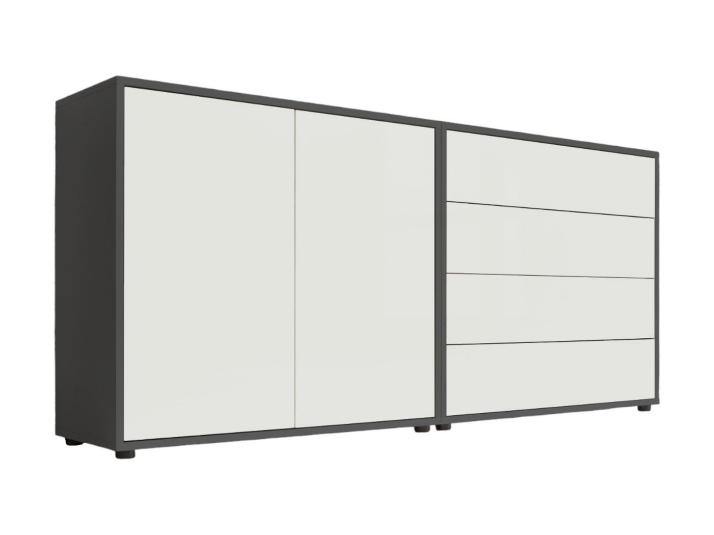 moebel-dich-auf Sideboard BEN Set 3 (2 Türen & 4 Schubkästen, in verschiedenen Farben), Push-to-open-Funktion von moebel-dich-auf