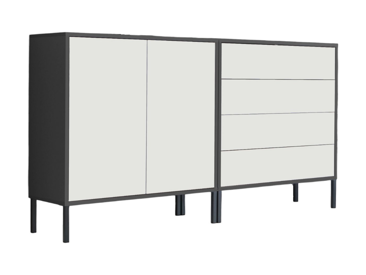 moebel-dich-auf Sideboard BEN Set 3 (mit 8 Metallfüßen, in verschiedenen Farben), Push-to-open-Funktion von moebel-dich-auf