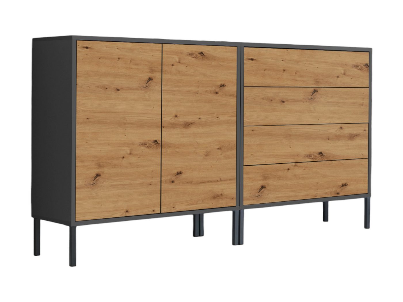 moebel-dich-auf Sideboard BEN Set 3 (mit 8 Metallfüßen, in verschiedenen Farben), Push-to-open-Funktion von moebel-dich-auf