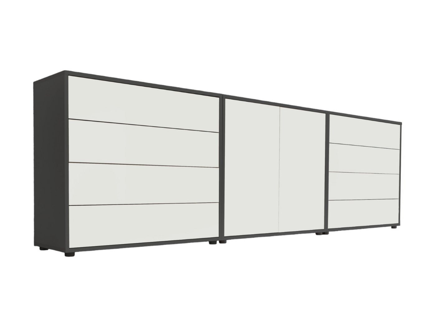 moebel-dich-auf Sideboard BEN Set 4 (8 Schubkästen & 2 Türen, in verschiedenen Farben), Push-to-open-Funktion von moebel-dich-auf