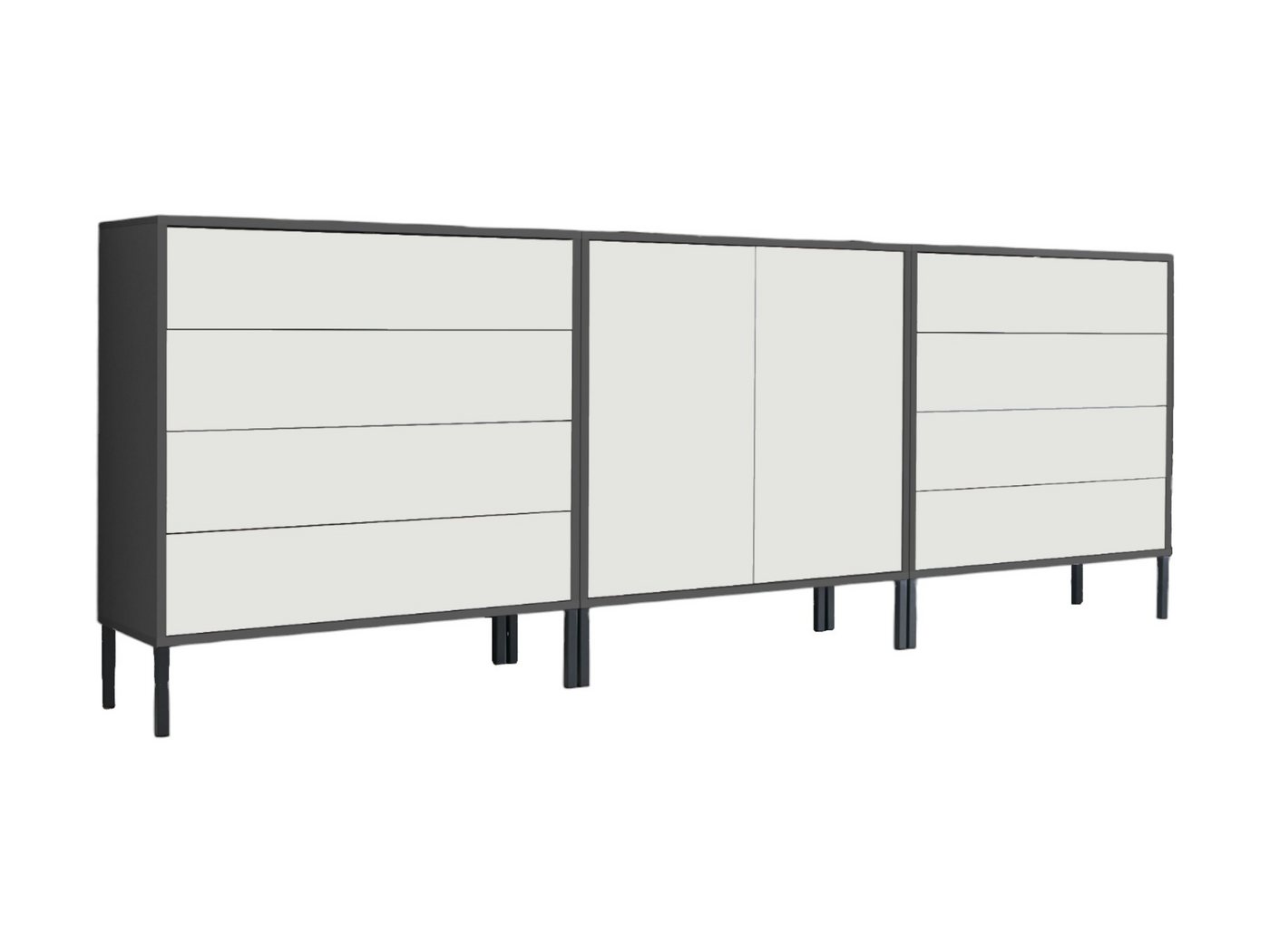 moebel-dich-auf Sideboard BEN Set 4 (mit Metallfüßen, in verschiedenen Farben), Push-to-open-open-Funktion von moebel-dich-auf
