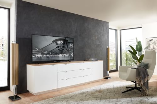 moebel-dich-auf TV-Sideboard KORE 1 Fernsehschrank mit 2 Türen & 3 Schubkästen 240 cm breit (weiß, Sideboard) von moebel-dich-auf