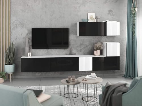 moebel-dich-auf Wohnwand VARIANTO 2 Schrank Set 7 TLG., 266 cm, weiß matt/schwarz Hochglanz/weiß Hochglanz M2, grifflos, stehend und hängend moebel-dich-auf Wohnwand VARIANTO 2 Schrank Set 7 TLG., 266 cm, weiß matt/schwarz Hochglanz/weiß Hochglanz M2, grifflos, stehend und hängend von moebel-dich-auf