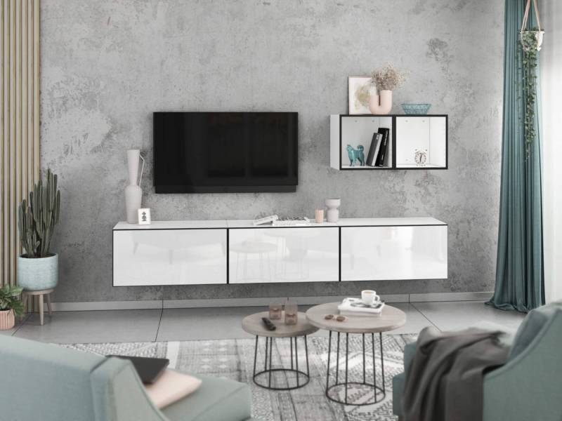moebel-dich-auf Wohnwand VARIANTO 3, (5- teilig., besteht aus 3x Schrank mit Klappe, 2x offenes Regal), MDF Fronten tiefgezogen, Softclose von moebel-dich-auf