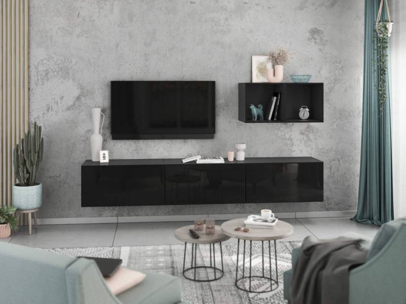 moebel-dich-auf Wohnwand VARIANTO 3, (5- teilig., besteht aus 3x Schrank mit Klappe, 2x offenes Regal), MDF Fronten tiefgezogen, Softclose von moebel-dich-auf