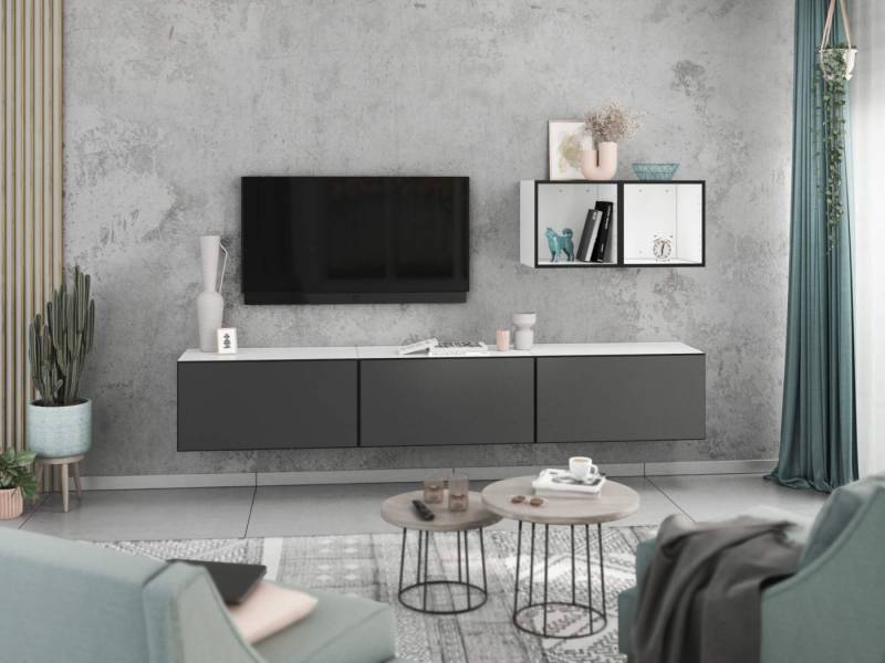 moebel-dich-auf Wohnwand VARIANTO 3, (5- teilig., besteht aus 3x Schrank mit Klappe, 2x offenes Regal), MDF Fronten tiefgezogen, Softclose von moebel-dich-auf