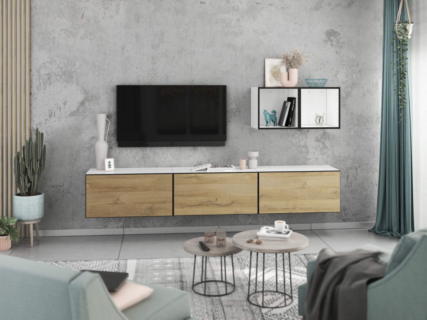 moebel-dich-auf Wohnwand VARIANTO 3, (5- teilig., besteht aus 3x Schrank mit Klappe, 2x offenes Regal), MDF Fronten tiefgezogen, Softclose von moebel-dich-auf