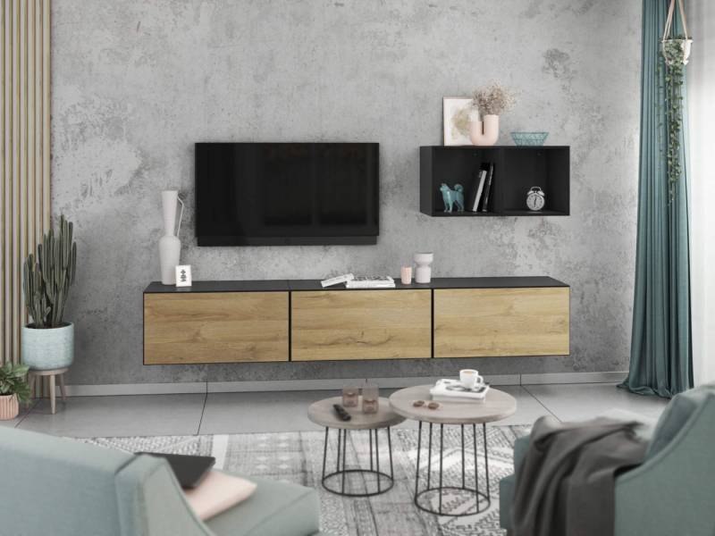 moebel-dich-auf Wohnwand VARIANTO 3, (5- teilig., besteht aus 3x Schrank mit Klappe, 2x offenes Regal), MDF Fronten tiefgezogen, Softclose von moebel-dich-auf