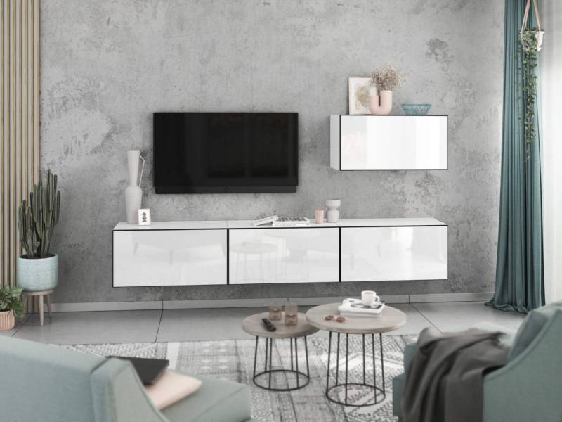 moebel-dich-auf Wohnwand VARIANTO 4, (4- teilig., besteht aus 4x Schrank mit Klappe), MDF Fronten tiefgezogen, Softclose von moebel-dich-auf