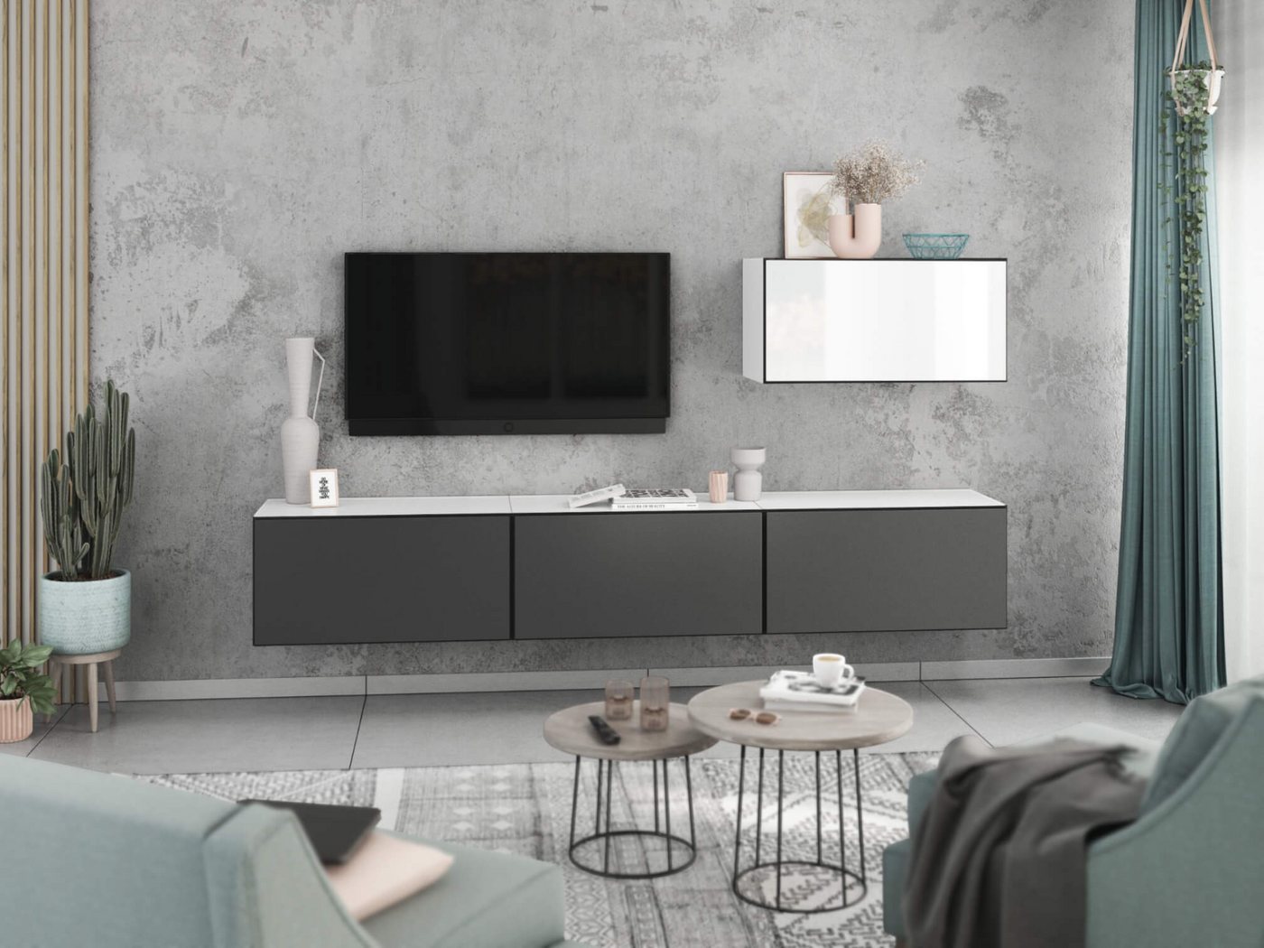 moebel-dich-auf Wohnwand VARIANTO 4, (4- teilig., besteht aus 4x Schrank mit Klappe), MDF Fronten tiefgezogen, Softclose von moebel-dich-auf