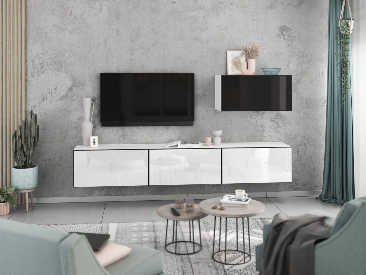 moebel-dich-auf Wohnwand VARIANTO 4, (4- teilig., besteht aus 4x Schrank mit Klappe), MDF Fronten tiefgezogen, Softclose von moebel-dich-auf
