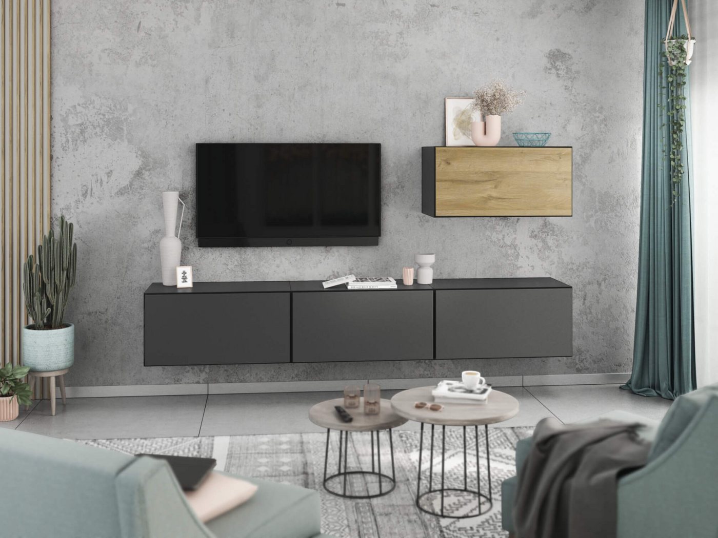 moebel-dich-auf Wohnwand VARIANTO 4, (4- teilig., besteht aus 4x Schrank mit Klappe), MDF Fronten tiefgezogen, Softclose von moebel-dich-auf