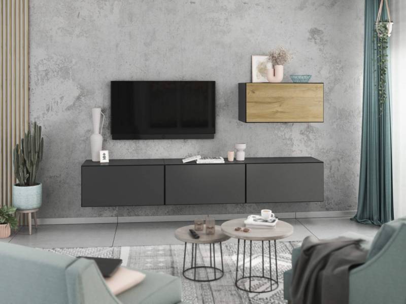 moebel-dich-auf Wohnwand VARIANTO 4, (4- teilig., besteht aus 4x Schrank mit Klappe), MDF Fronten tiefgezogen, Softclose von moebel-dich-auf