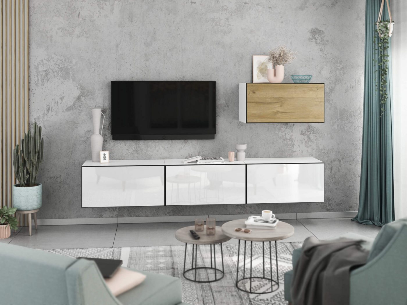 moebel-dich-auf Wohnwand VARIANTO 4, (4- teilig., besteht aus 4x Schrank mit Klappe), MDF Fronten tiefgezogen, Softclose von moebel-dich-auf