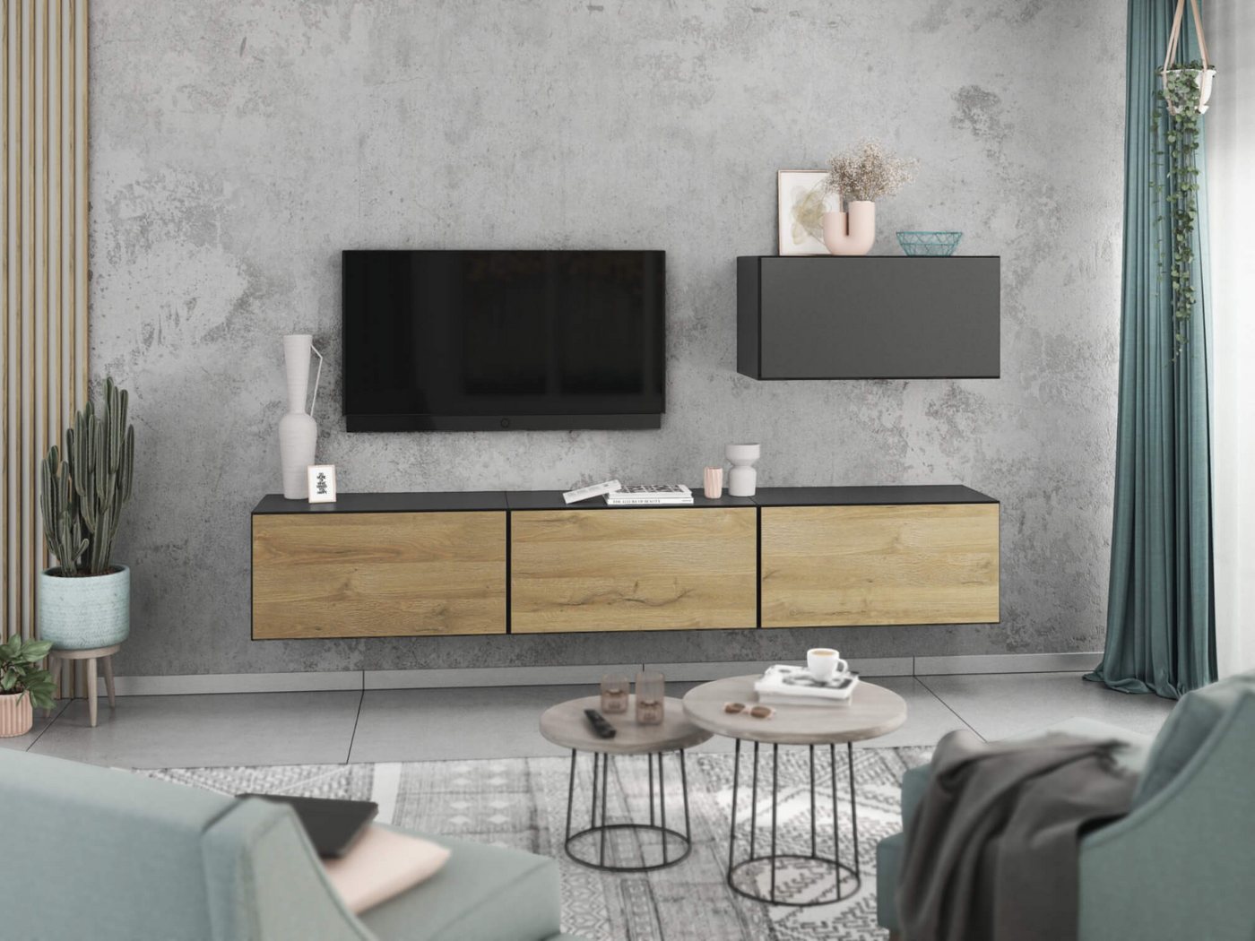 moebel-dich-auf Wohnwand VARIANTO 4, (4- teilig., besteht aus 4x Schrank mit Klappe), MDF Fronten tiefgezogen, Softclose von moebel-dich-auf