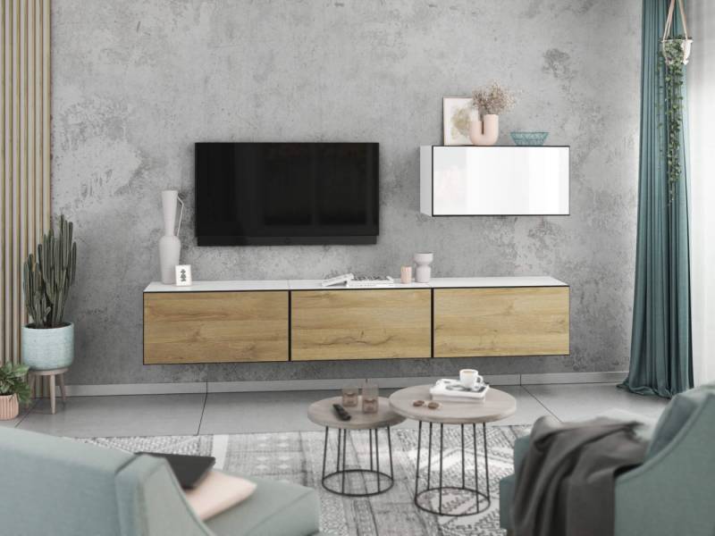 moebel-dich-auf Wohnwand VARIANTO 4, (4- teilig., besteht aus 4x Schrank mit Klappe), MDF Fronten tiefgezogen, Softclose von moebel-dich-auf