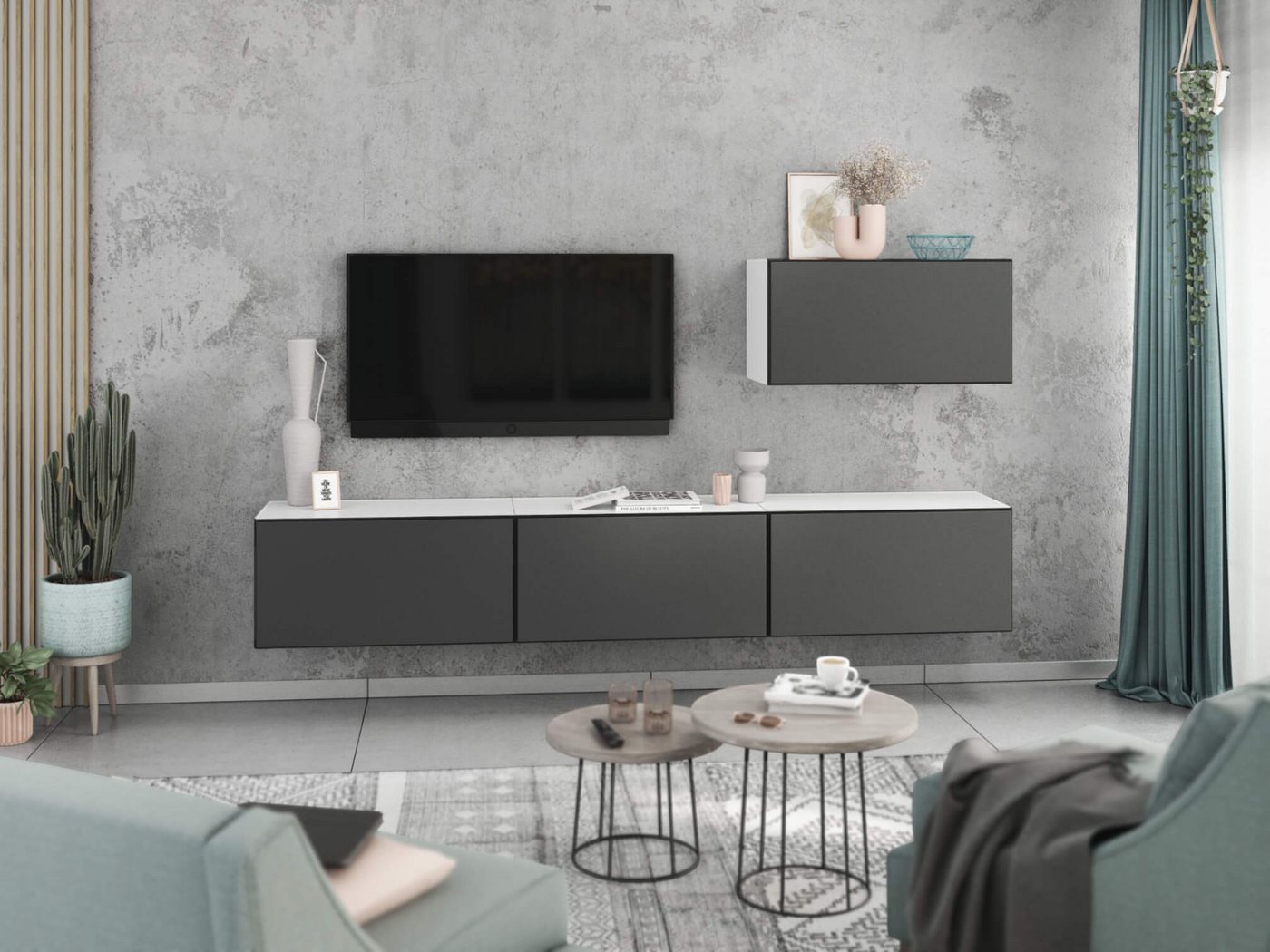 moebel-dich-auf Wohnwand VARIANTO 4, (4- teilig., besteht aus 4x Schrank mit Klappe), MDF Fronten tiefgezogen, Softclose von moebel-dich-auf