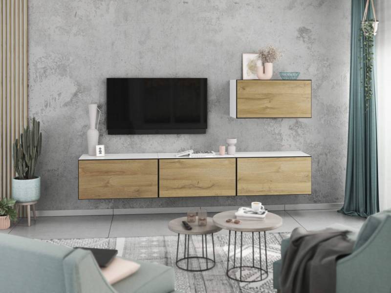 moebel-dich-auf Wohnwand VARIANTO 4, (4- teilig., besteht aus 4x Schrank mit Klappe), MDF Fronten tiefgezogen, Softclose von moebel-dich-auf