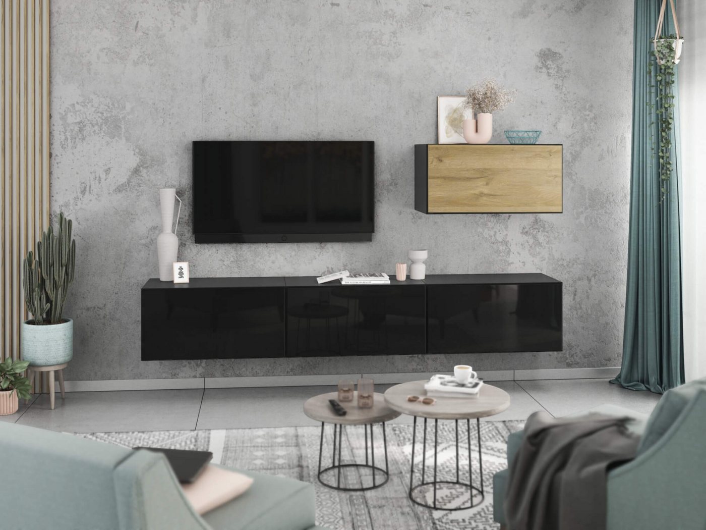 moebel-dich-auf Wohnwand VARIANTO 4, (4- teilig., besteht aus 4x Schrank mit Klappe), MDF Fronten tiefgezogen, Softclose von moebel-dich-auf
