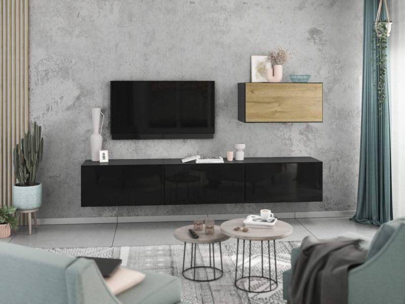 moebel-dich-auf Wohnwand VARIANTO 4, (4- teilig., besteht aus 4x Schrank mit Klappe), MDF Fronten tiefgezogen, Softclose von moebel-dich-auf