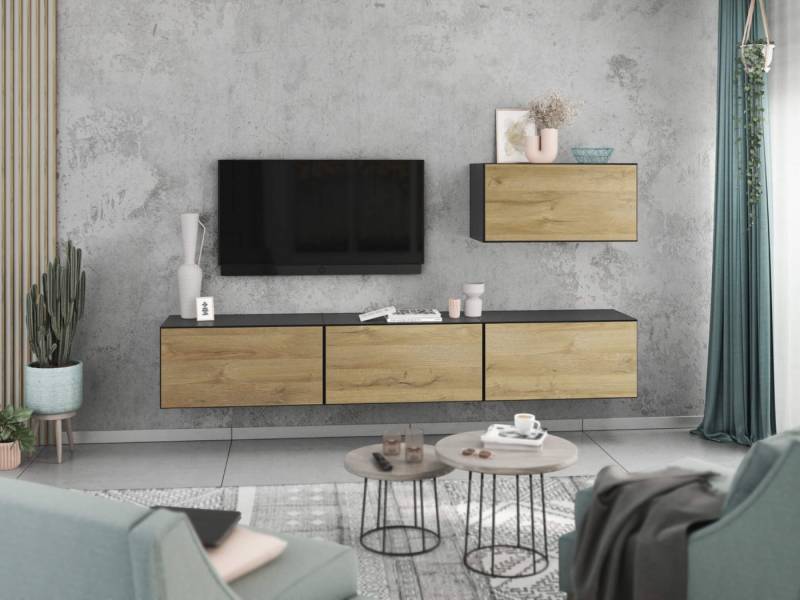 moebel-dich-auf Wohnwand VARIANTO 4, (4- teilig., besteht aus 4x Schrank mit Klappe), MDF Fronten tiefgezogen, Softclose von moebel-dich-auf
