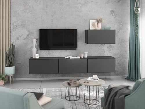 moebel-dich-auf Wohnwand VARIANTO 4 Schrank Set 4 TLG., 228 cm, anthrazit matt/anthrazit matt, Wandhängend, 4 Schränke mit Klappen und Softclose von moebel-dich-auf