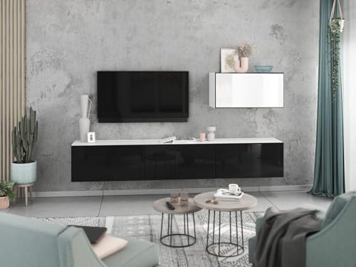 moebel-dich-auf Wohnwand VARIANTO 4 Schrank Set 4 TLG., 228 cm, weiß matt/schwarz Hochglanz/weiß Hochglanz M1, Wandhängend, 4 Schränke mit Klappen und Softclose von moebel-dich-auf
