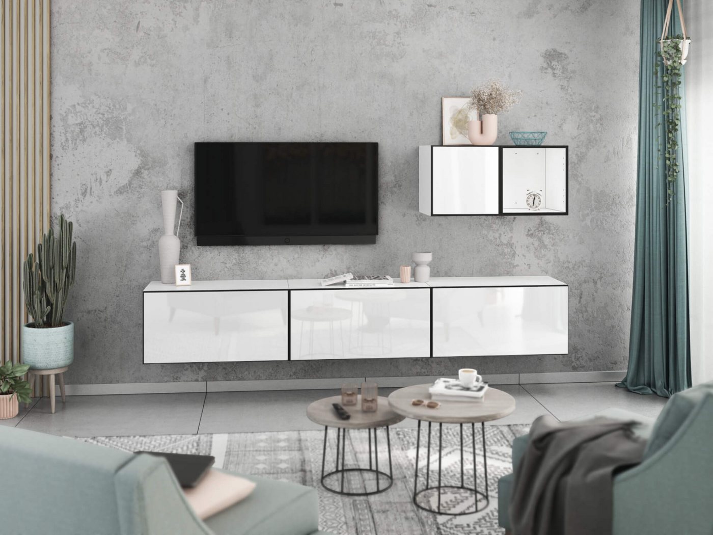 moebel-dich-auf Wohnwand VARIANTO 5, (5- teilig., 3x Schrank mit Klappe, 1x Regal offen, 1x Schrank mit Tür) von moebel-dich-auf