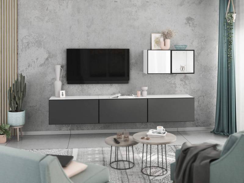 moebel-dich-auf Wohnwand VARIANTO 5, (5- teilig., 3x Schrank mit Klappe, 1x Regal offen, 1x Schrank mit Tür) von moebel-dich-auf