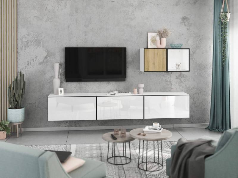 moebel-dich-auf Wohnwand VARIANTO 5, (5- teilig., 3x Schrank mit Klappe, 1x Regal offen, 1x Schrank mit Tür) von moebel-dich-auf