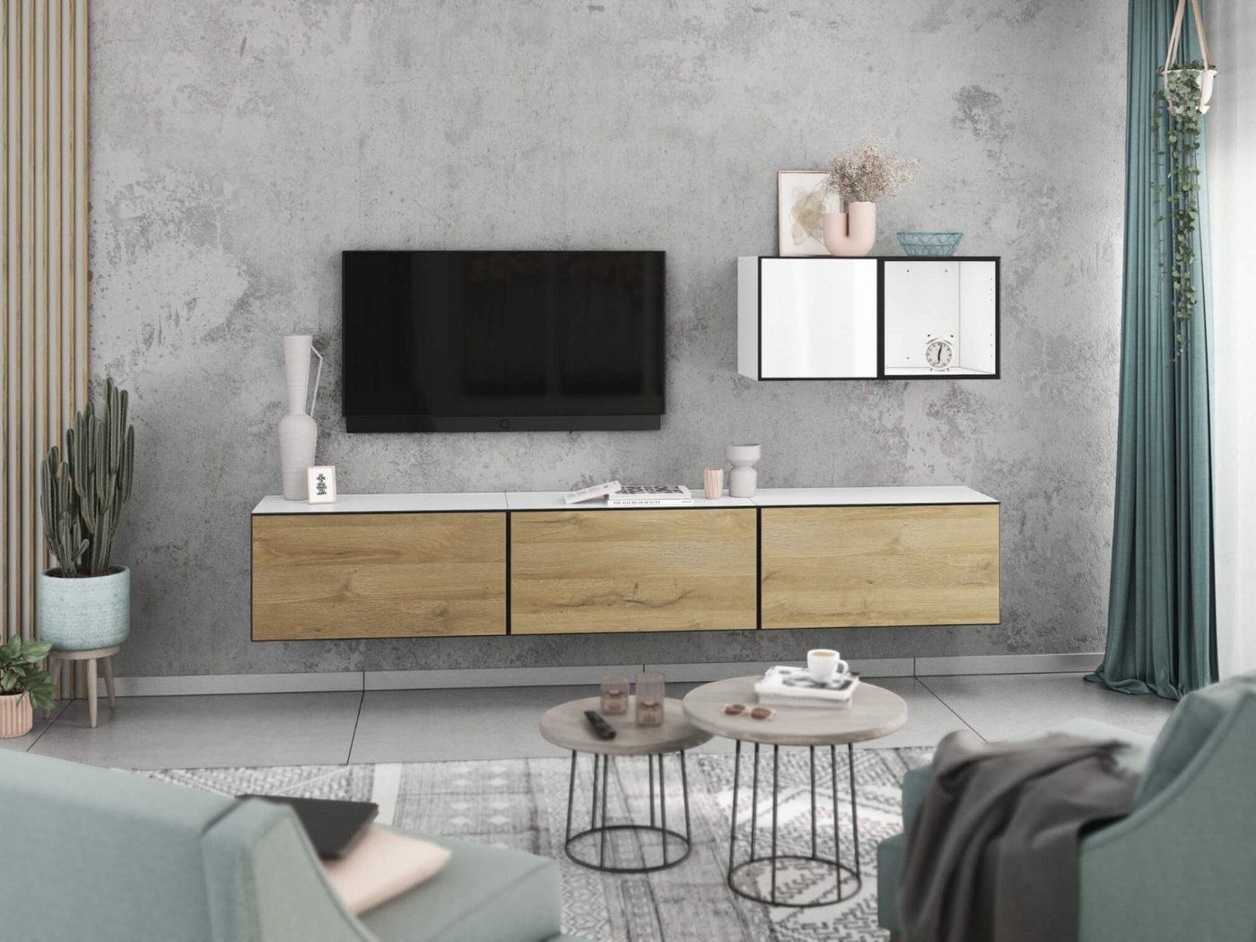 moebel-dich-auf Wohnwand VARIANTO 5, (5- teilig., 3x Schrank mit Klappe, 1x Regal offen, 1x Schrank mit Tür) von moebel-dich-auf