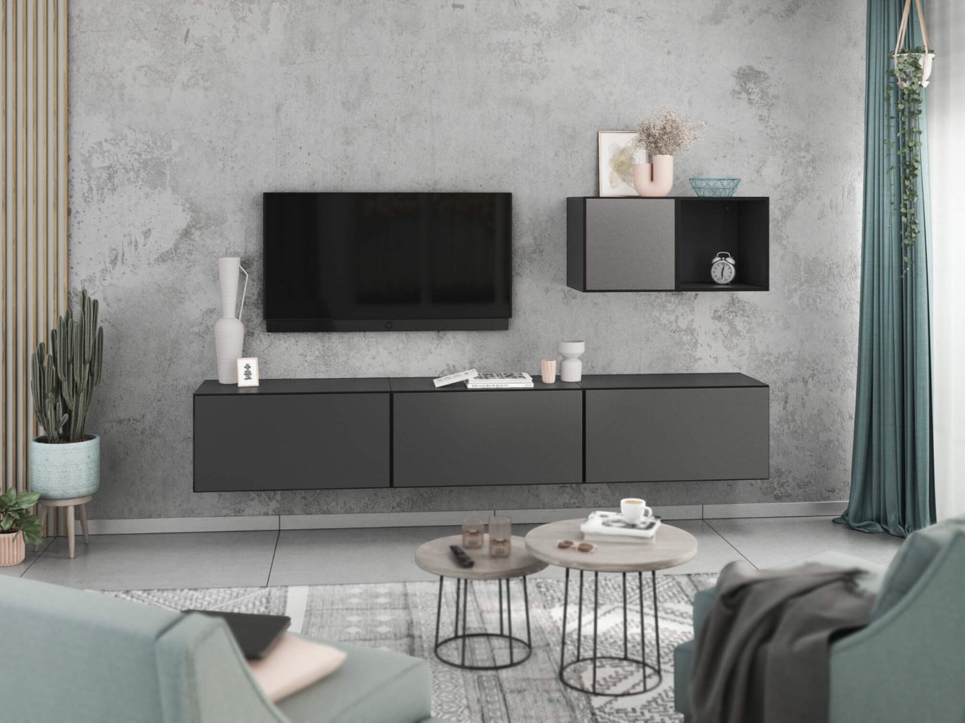 moebel-dich-auf Wohnwand VARIANTO 5, (5- teilig., 3x Schrank mit Klappe, 1x Regal offen, 1x Schrank mit Tür) von moebel-dich-auf