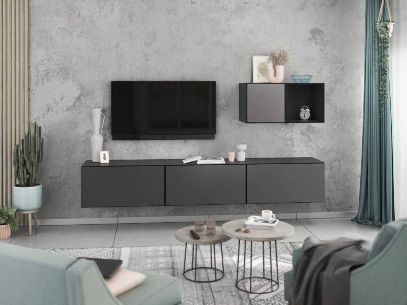 moebel-dich-auf Wohnwand VARIANTO 5, (5- teilig., 3x Schrank mit Klappe, 1x Regal offen, 1x Schrank mit Tür) von moebel-dich-auf