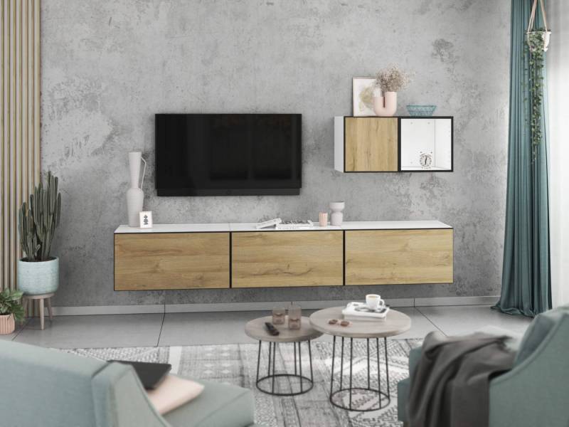 moebel-dich-auf Wohnwand VARIANTO 5, (5- teilig., 3x Schrank mit Klappe, 1x Regal offen, 1x Schrank mit Tür) von moebel-dich-auf