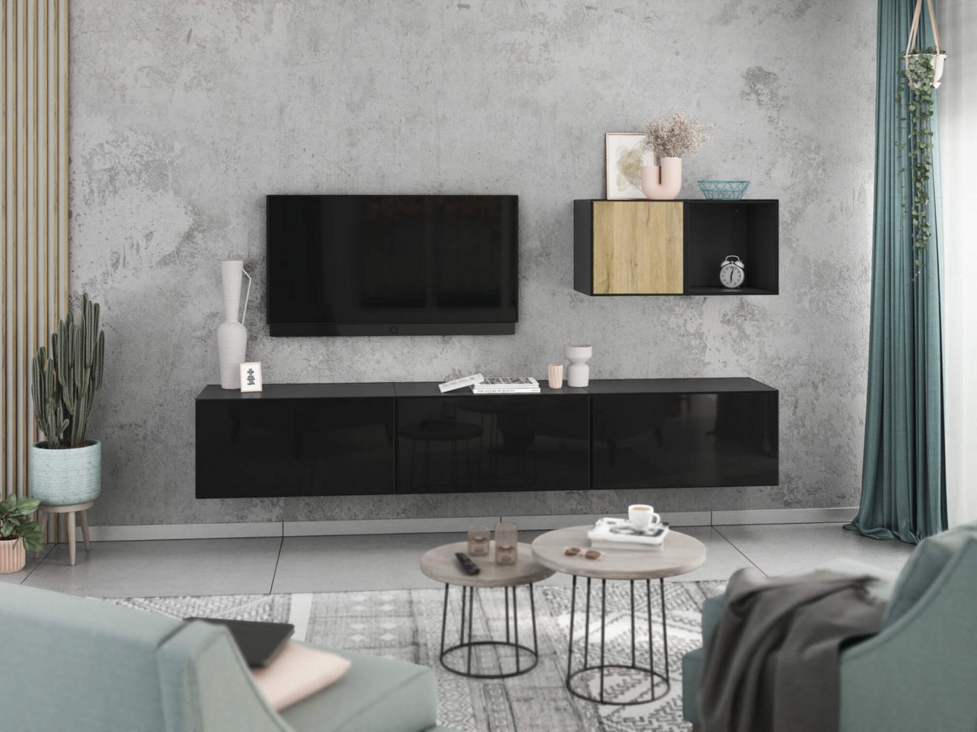 moebel-dich-auf Wohnwand VARIANTO 5, (5- teilig., 3x Schrank mit Klappe, 1x Regal offen, 1x Schrank mit Tür) von moebel-dich-auf