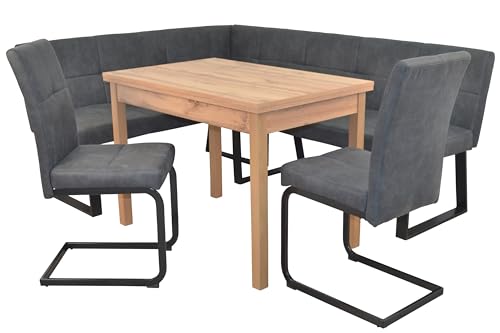 moebel direkt online 4tlg. Eckbankgruppe Schenkelmaß 190x150 cm kurzer Schenkel Links, grau von moebel direkt online