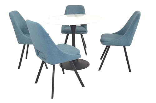 moebel direkt online 5tlg. Tischgruppe bestehend aus Esstisch und 4 Stühlen blau von moebel direkt online