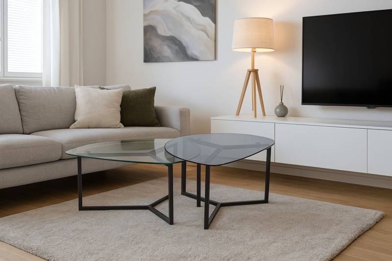 moebel-direkt-online Couchtisch 2teiliges Couchtisch-Set mit einer Höhe von 40 cm und 36 cm (2teiliges Tischset, 2teiliges Tischset), Sicherheitsglasplatten von moebel-direkt-online
