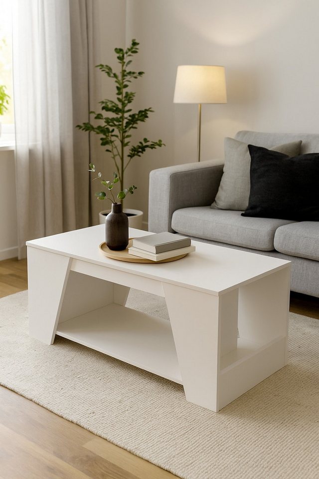 moebel-direkt-online Couchtisch Mit seitlichen Ablagen von moebel-direkt-online