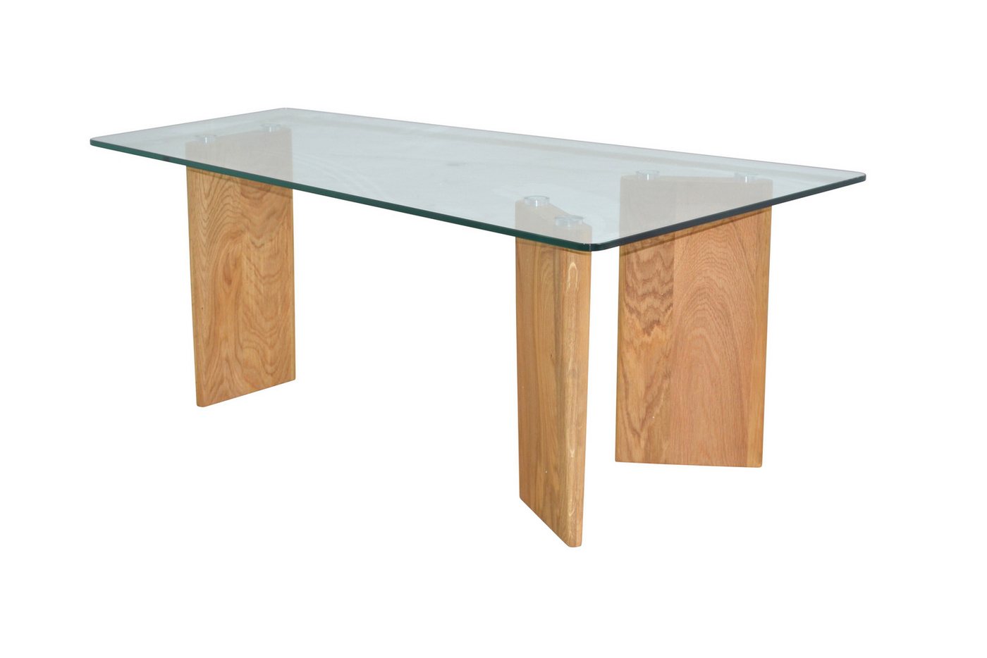 moebel-direkt-online Couchtisch aus Massivholz Eiche, mit großer Sicherheit-Klarglasplatte 100x60 cm, Glasplatte ca. 0,8 cm stark von moebel-direkt-online