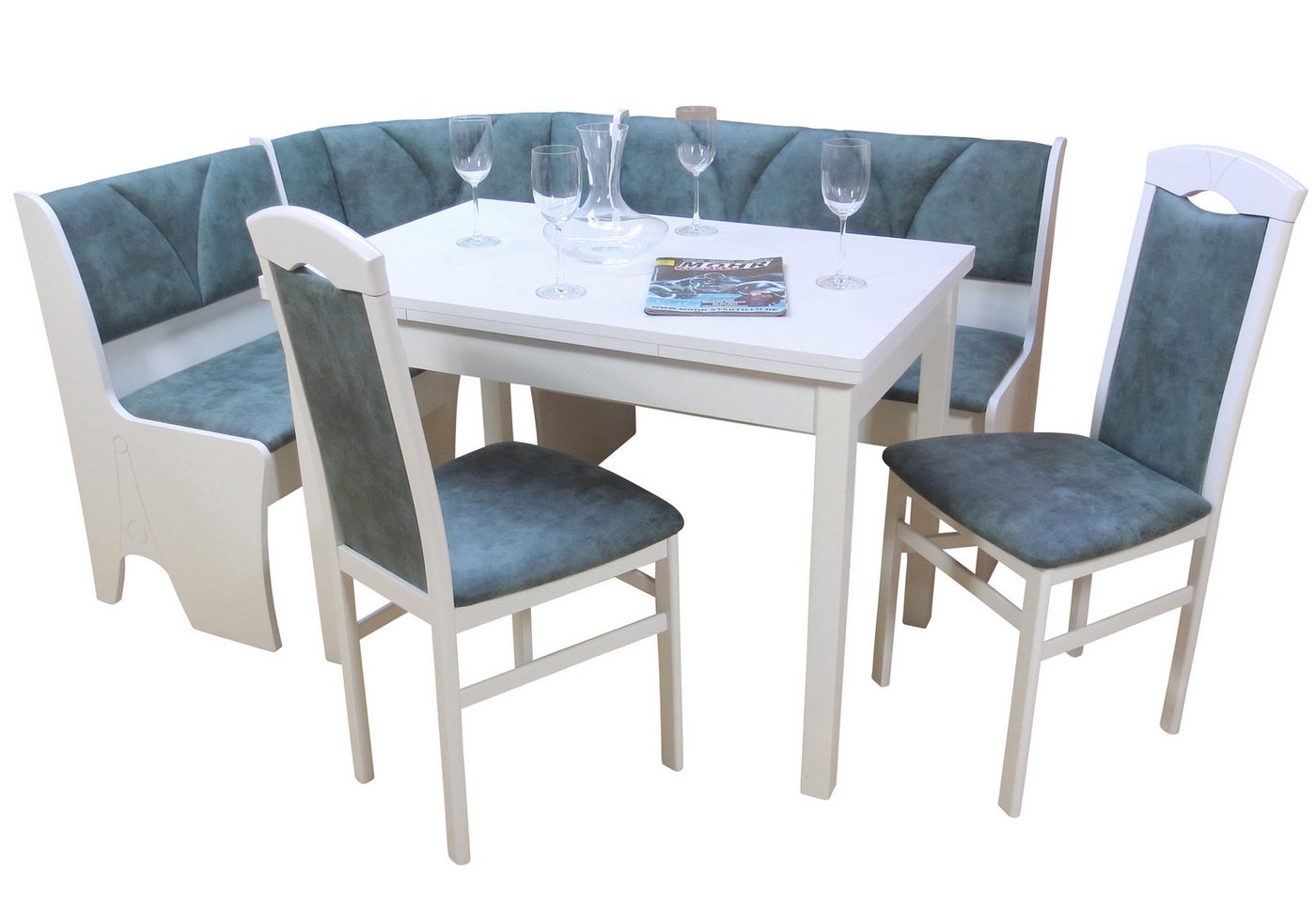 moebel-direkt-online Eckbankgruppe 4tlg. Eckbankgruppe wahlweise mit Tisch mit Auszug oder ohne, (Spar-Set, 4tlg. Set), Eckbank mit Stauraumfunktion von moebel-direkt-online