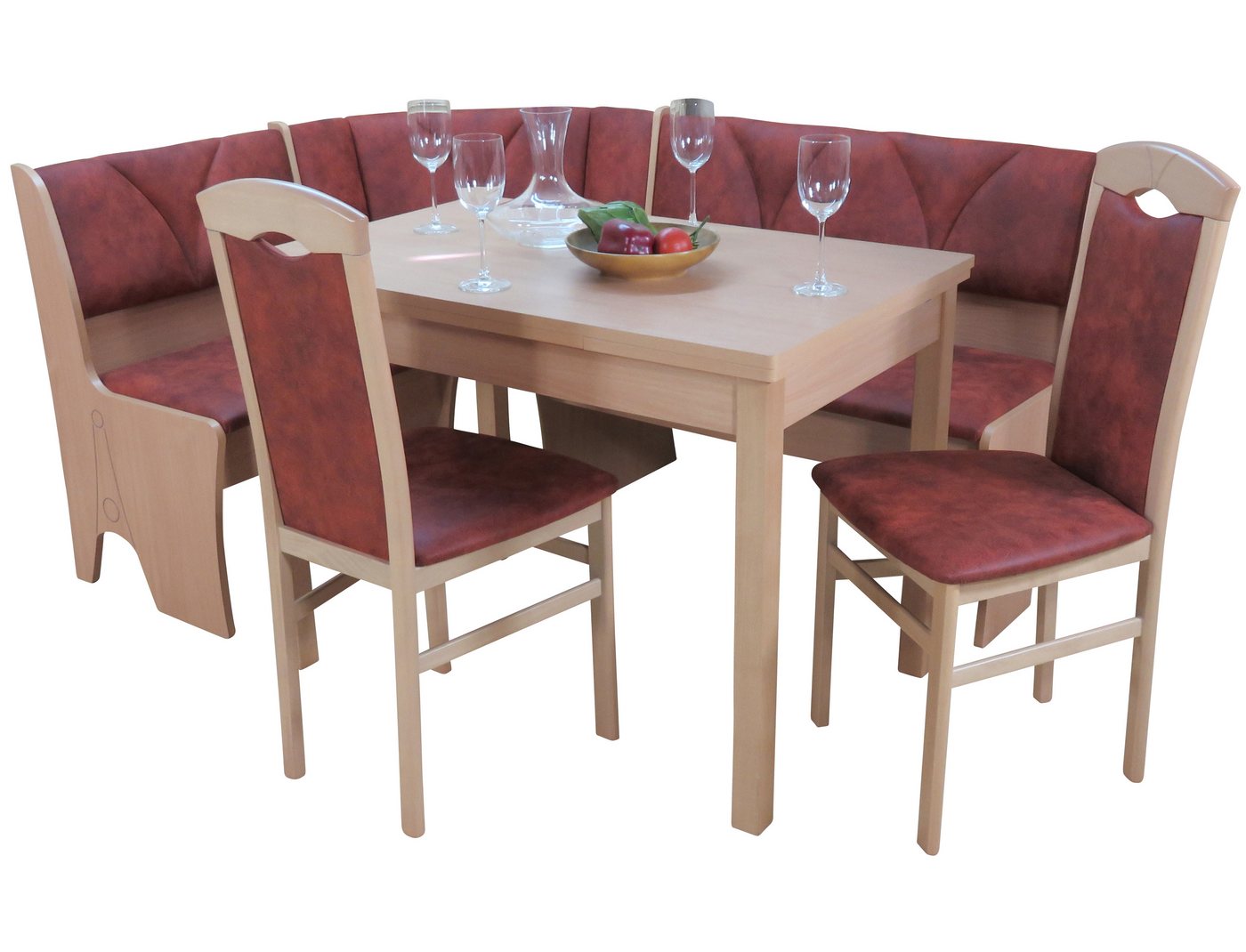 moebel-direkt-online Eckbankgruppe 4tlg. Eckbankgruppe wahlweise mit Tisch mit Auszug oder ohne, (Spar-Set, 4tlg. Set), Eckbank mit Stauraumfunktion von moebel-direkt-online